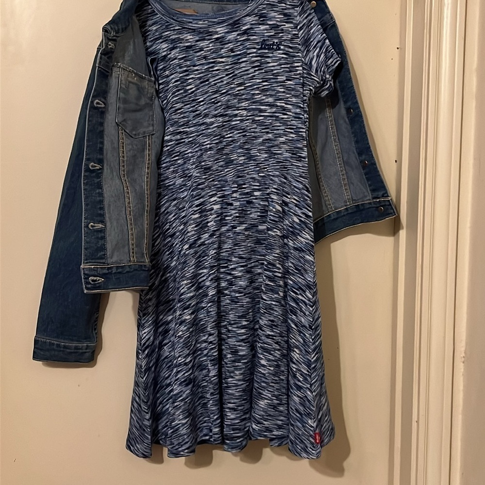 NWT Levi's Girl's 2-Piece Denim Jacket & A-Line Short Sleeve Dress Set - Picture 7 of 9